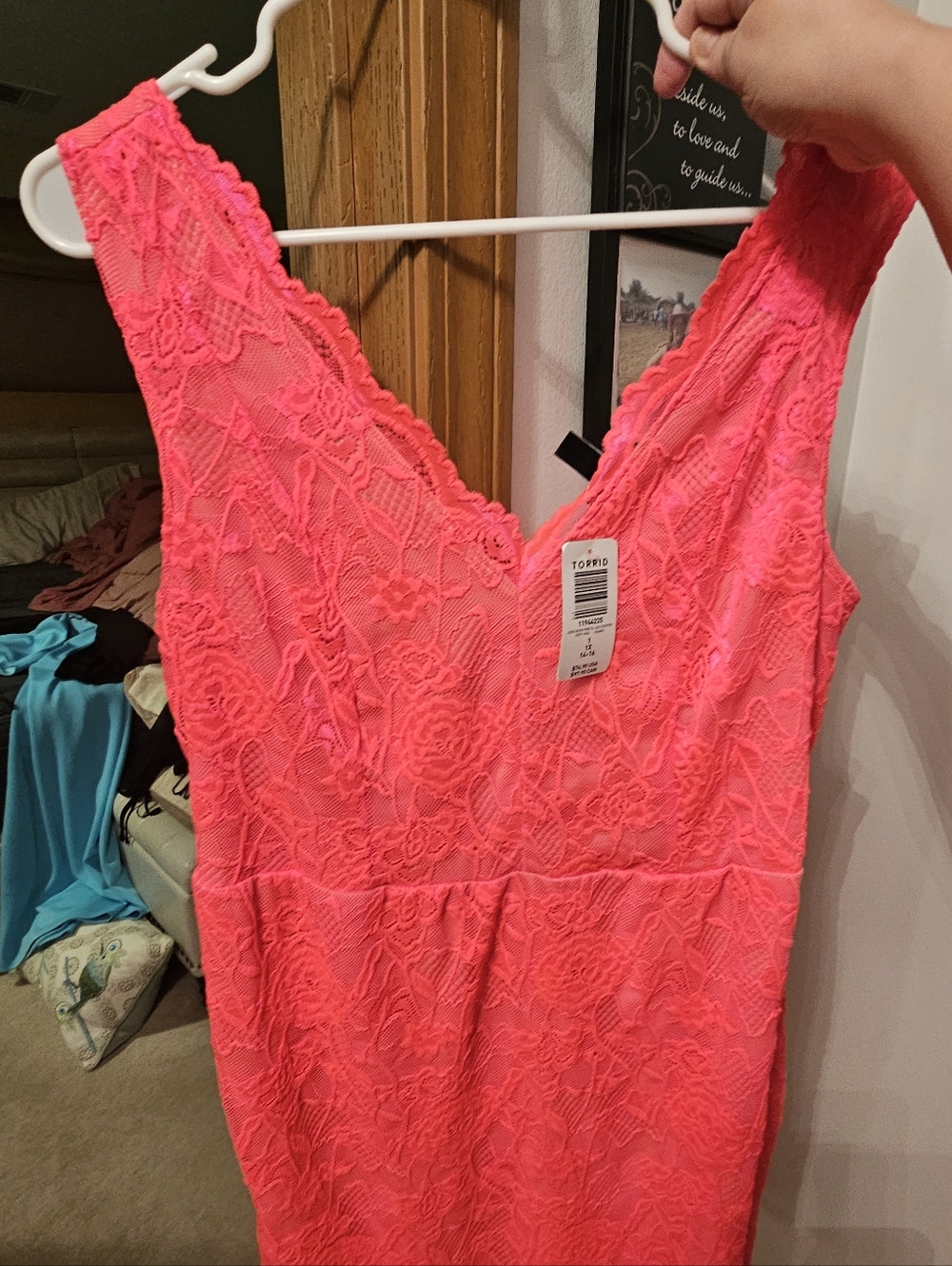 Torrid NEON Coral Lace Mini Dress - Picture 3 of 4